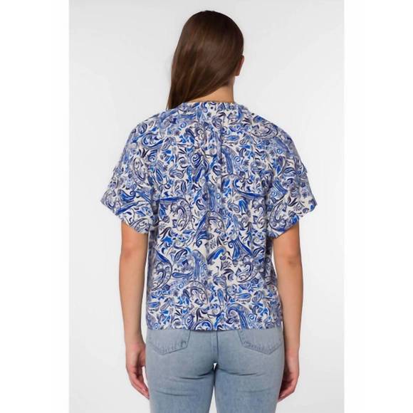 NEW VELVET HEART kenna top in blue paisley - Picture 2 of 3